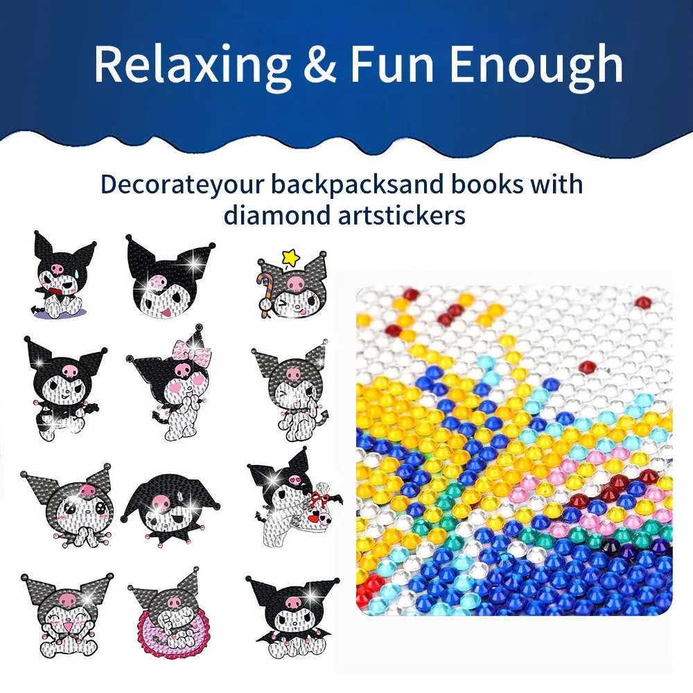 2025 New Cute Kuromi Diamond Art Painting 5D Stickers Stitch Set Full Round Rhinestone Handmade DIY Home Crafts Decoration Gifts