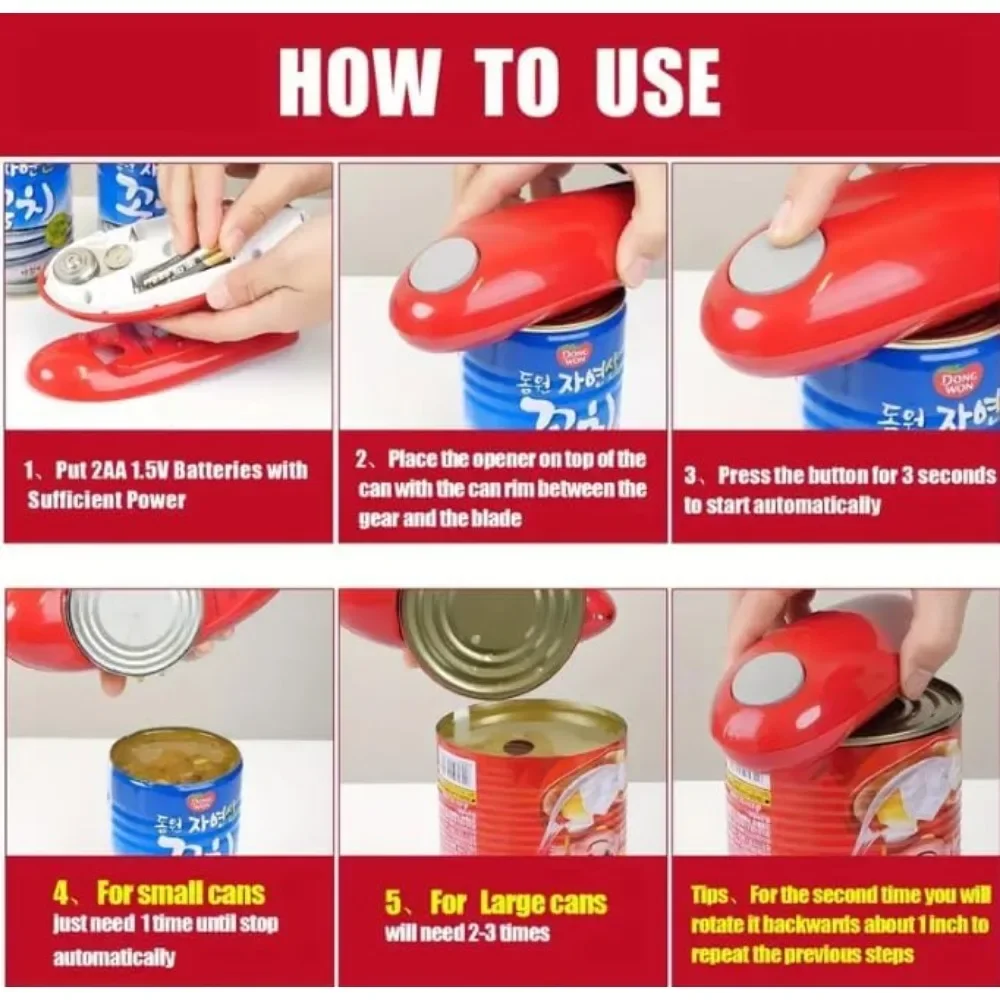 فتاحة علب كهربائية فتاحة زجاجات إبداعية بسيطة منزلية متعددة الوظائف فتاحة علب أوتوماتيكية مع أدوات المطبخ ذات الحافة الناعمة