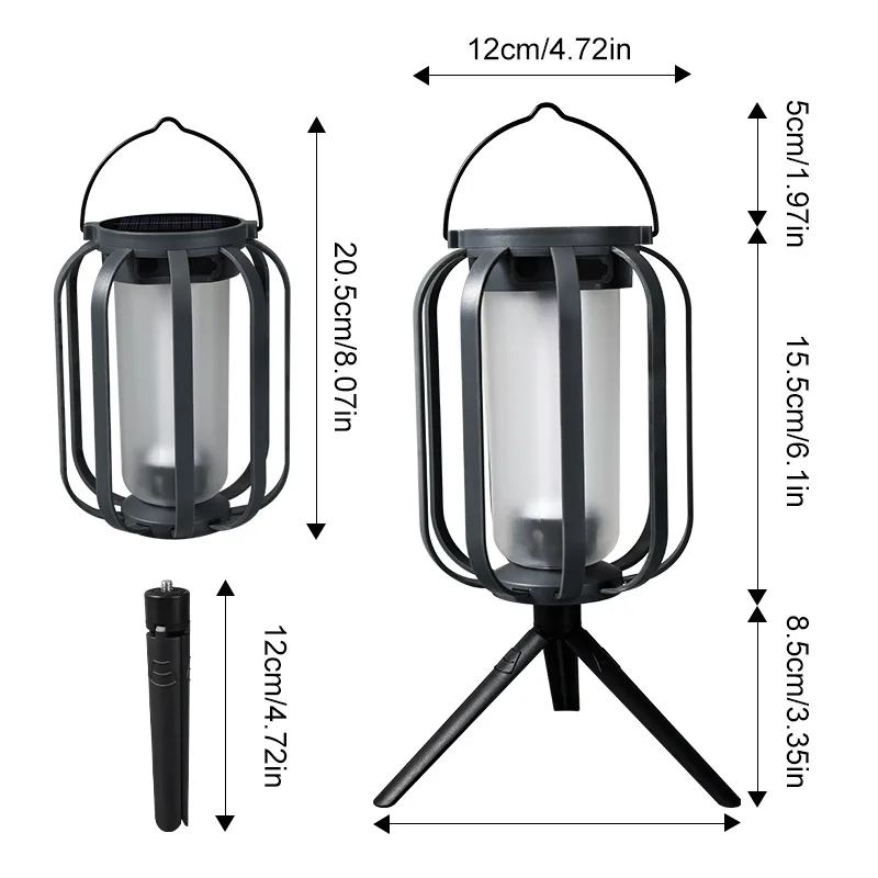Solar LED Camping Light, USB Rechargeable Hanging Lantern, 4 Modes Waterproof Outdoor Lamp Outdoor Courtyard Decorative Lamp