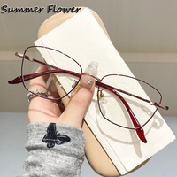 Square Eyewear Women Red Luxury Prescription Optical Frame Female Designer Myopia Glasses Reading Glasses
