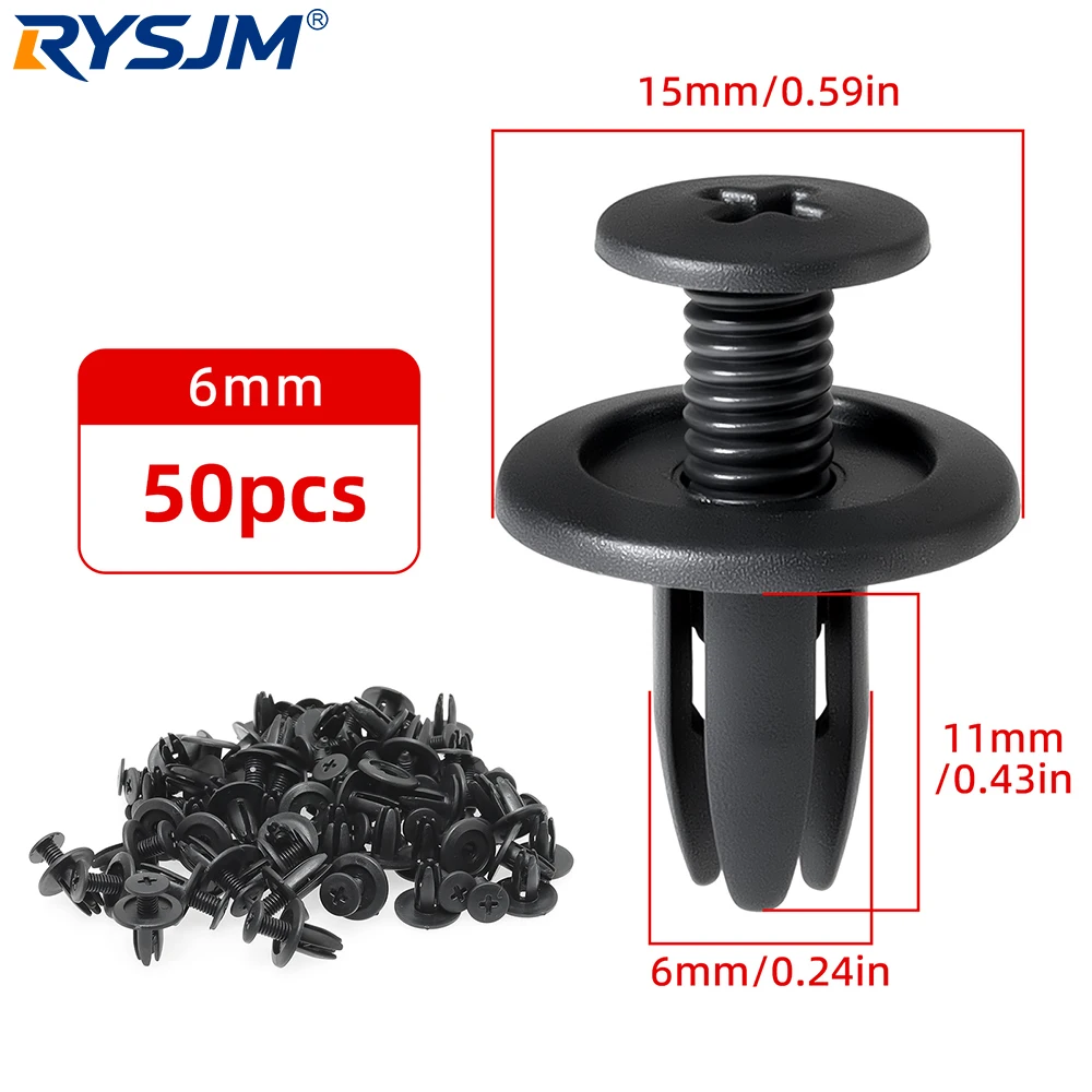 6mm Universal Auto Plastic Rivet Fastener Mudguard Trim Clip Bumper Fender Screw Retainer Car Accessories 10/20/30/40/50/100pcs