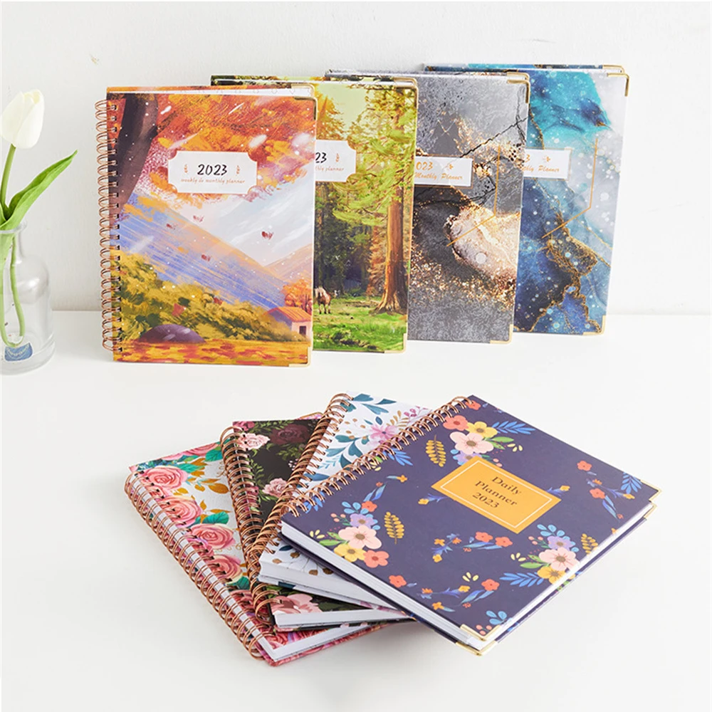 2023 Flower Pattern A5 Agenda Planner Notebook Diary Weekly Planner Notepad Schedules Journal Notebooks School Office Supplies