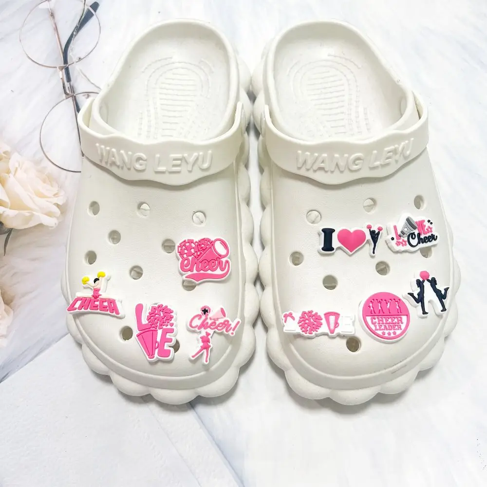 9pcs cheerleaders Shoes Charms Accessories Fit Clog Backapck Wristbands Shoe Decorate Buckle Handmade jewelry Parties Kids Gift