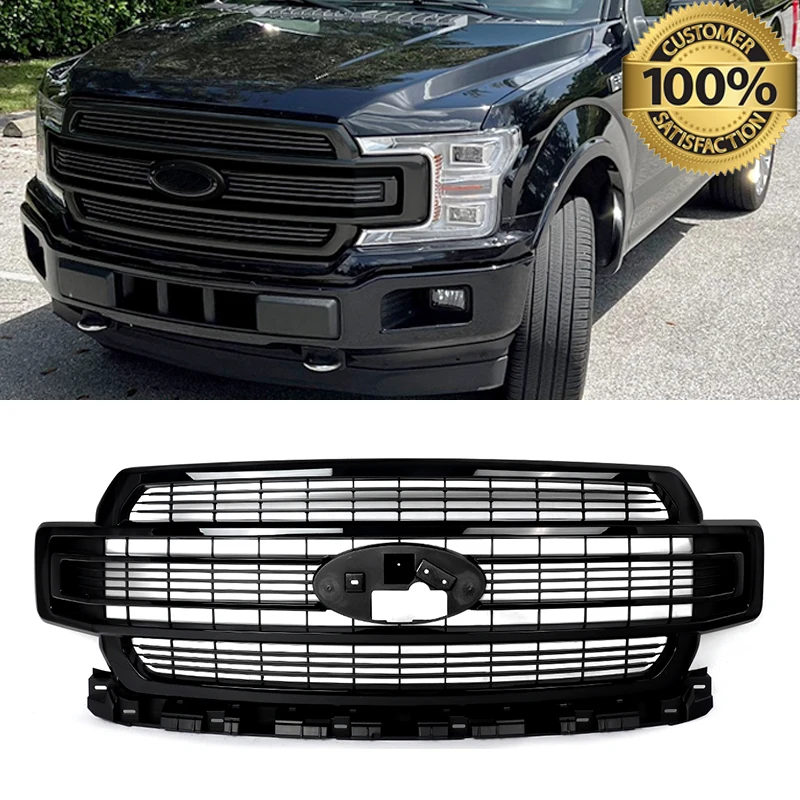 Gloss Black Front Bumper Racing Grill For 2018-2020 Ford F-150 Limited Radiator Grid Air Inlet Mesh Grills Front Upper Grille