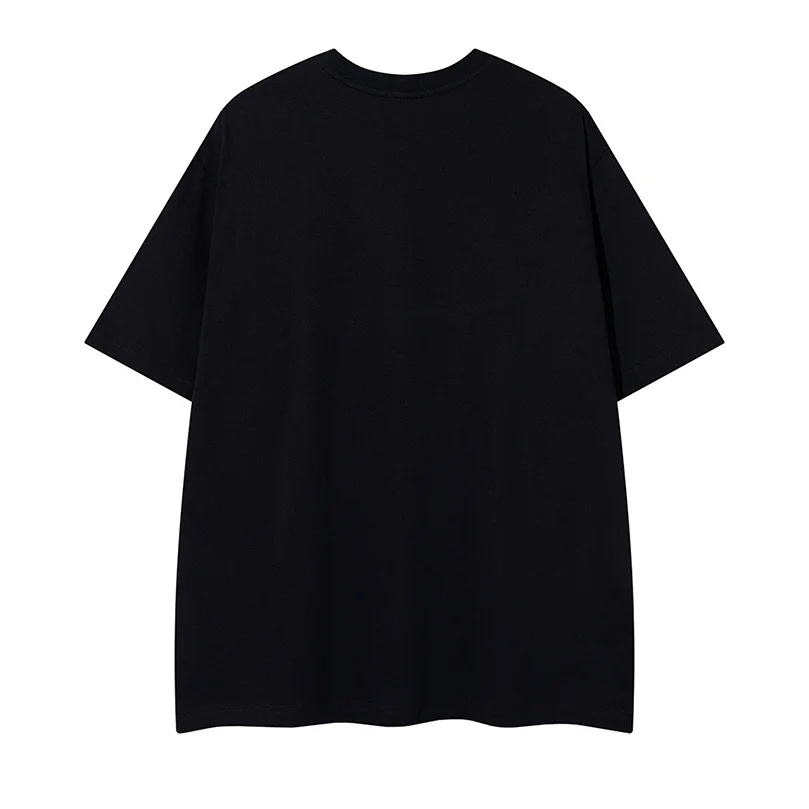 2026 Summer Heavy Cotton T Shirt Men Women Flock Embroidery Loose Casual O Neck Short Sleeve Couple T-Shirt Plus Size TopsA1