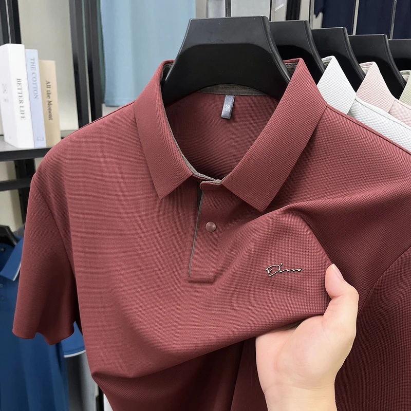 

Роскошные марки Мужская футболка POLO с короткими рукавами изысканная буквенная печать мода комфорт летом новая Бизнес - досуг Перевернутый воротник футболка