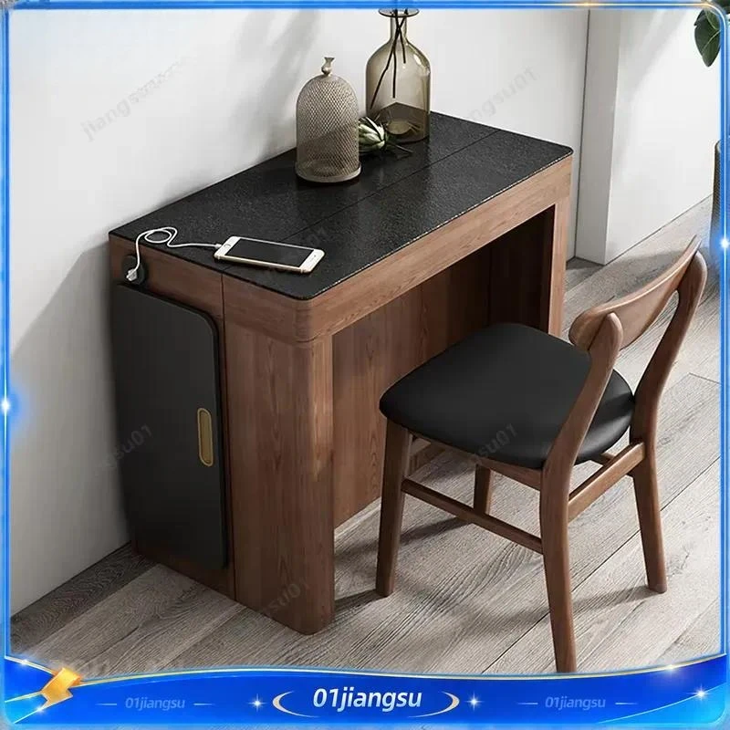 Nordic Slate Folding Dining Table Set Small Apartment Retractable Extendable Kitchen Table and Chairs Modern Home Furniture