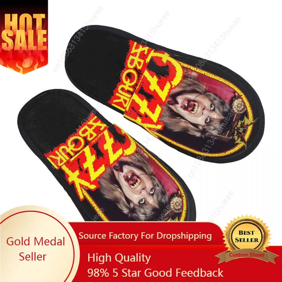 

Custom Ozzy Osbourne British Rock Heavy Metal Singer Comfy Scuff With Memory Foam Slippers Women Spa House Shoes