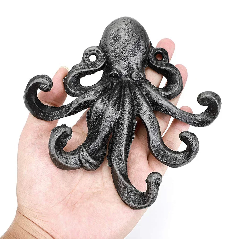 Octopus Decorative Cloak Hooks Wall Mounted Nautical Towel Rack Heavy Duty Hooks Unique Keychain Belt Holder Outerwear Hanger