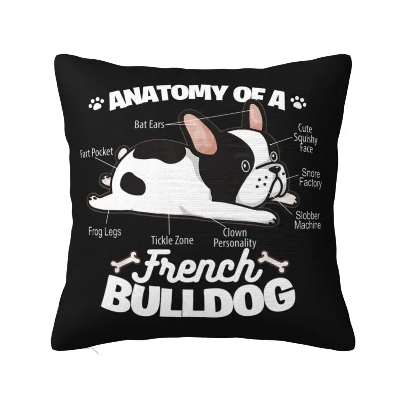 Anatomy Of A French Bulldog Cushion Cover 40x40 cm Polyester Soft Throw Pillow Case For Sofa Chair Home Decoration Pillowcase