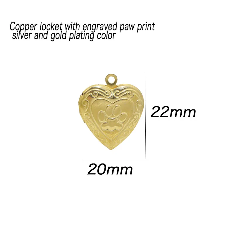 Everfast 20pc/lot DIY Engraved Paw Print Heart Photo Frame Charms Locket Pendant Jewelry Making Family Memories New Year Gift