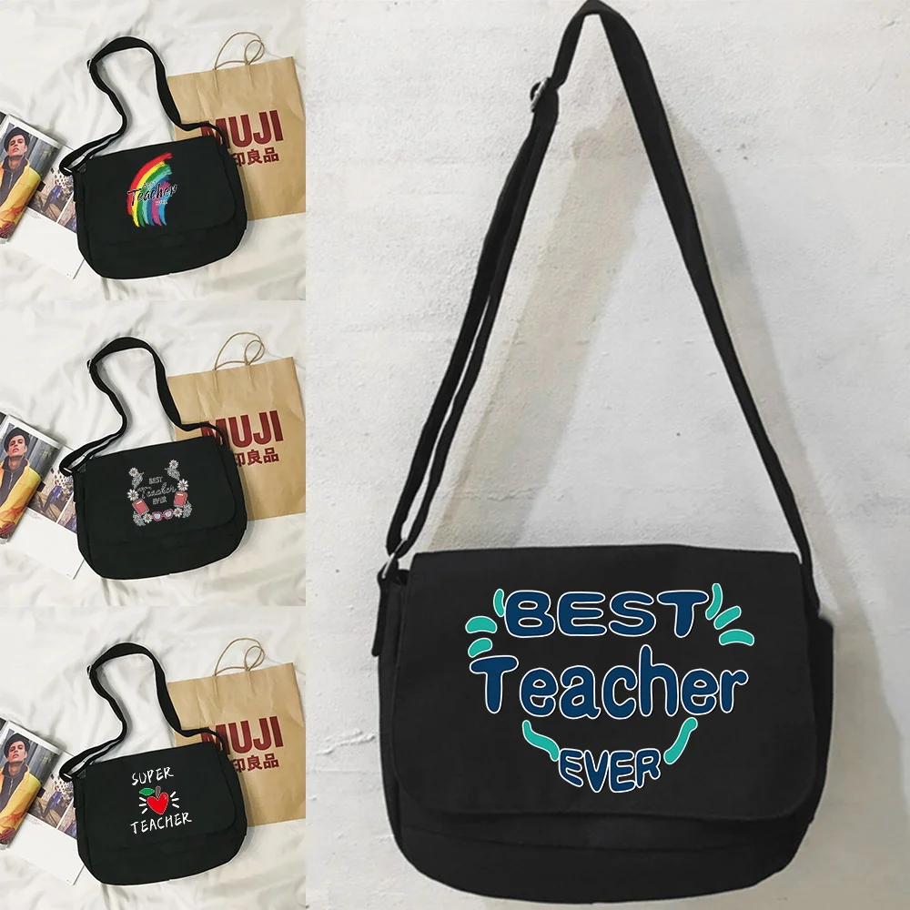 Messenger Bag Canvas Teenager Tote Bags Casual Handbag Teacher Series Crossbody Purse Versatile Flip Large Capacity Book Bag
