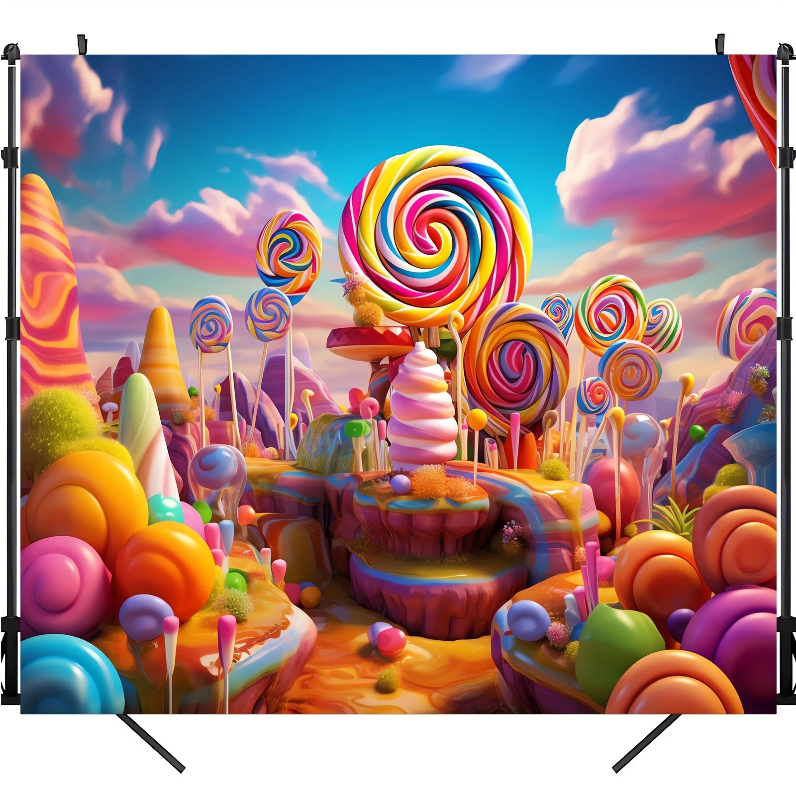 1pc, candy background photo props, polyester banner decoration, party home decoration, party wall decoration