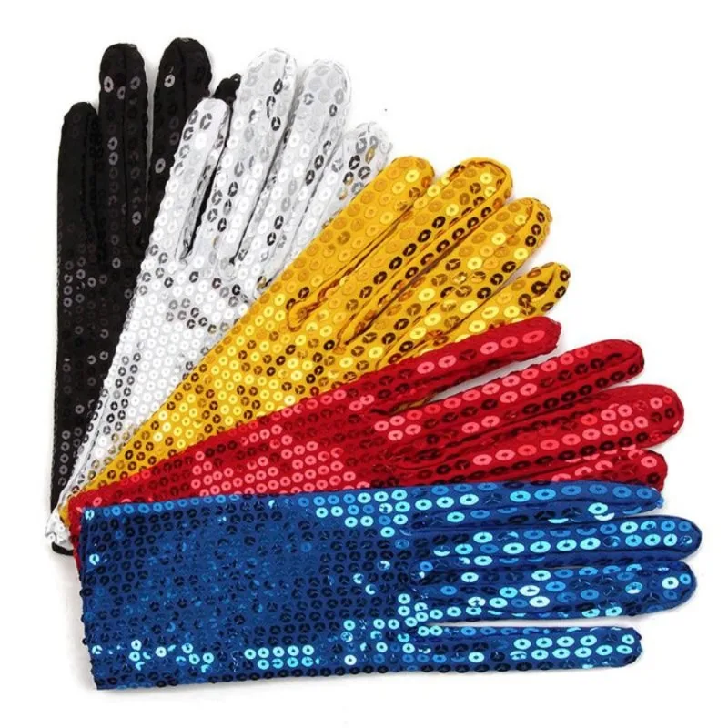 1 Paar glänzende Pailletten-Handschuhe, Abendparty-Kostüm-Handschuhe, Stretch-Fäustlinge, Tänzer, Sänger, Bühnenshow-Zubehör