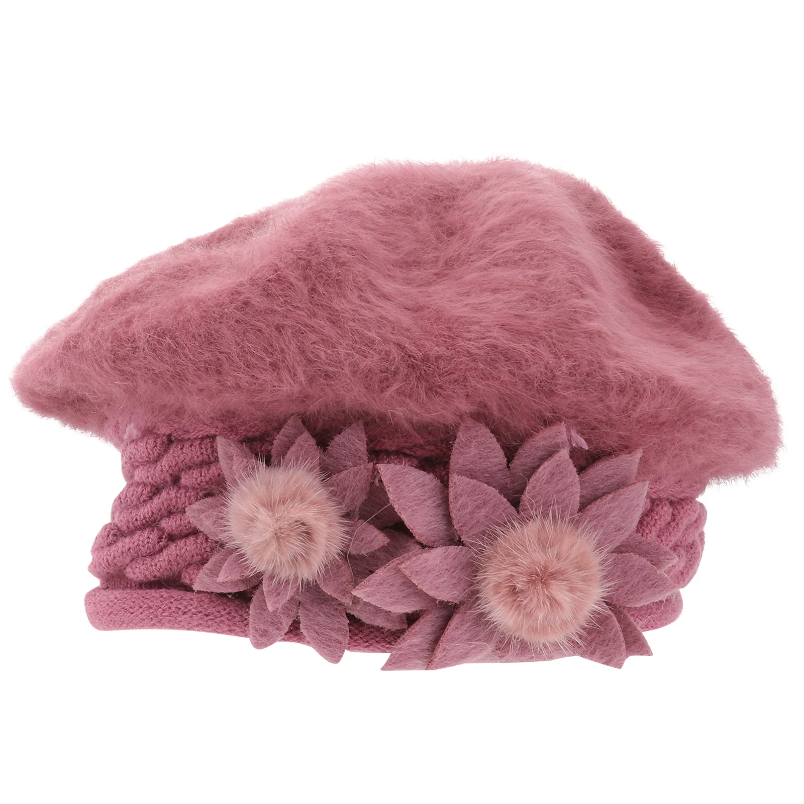 

1 Piece Knitted Beanie Women Winter Warm Hat with Elegant Side Flower Design for Outdoor Snow Sports Leisure Activities Crochet