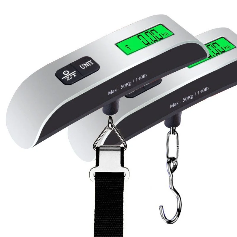 50kg/110lb Portable Electronic Scale Hand Luggage Scale LCD Digital Display Balance Scale for Travel Weighs Baggage Weight Tool