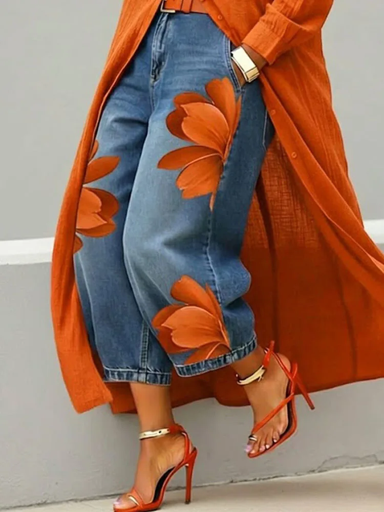 Office Lady Chic Loose All Season Pants Elegant Women Straight Printing Patchwork Pants Outdoor Casual Long Pants 2026 Trousers view 5
