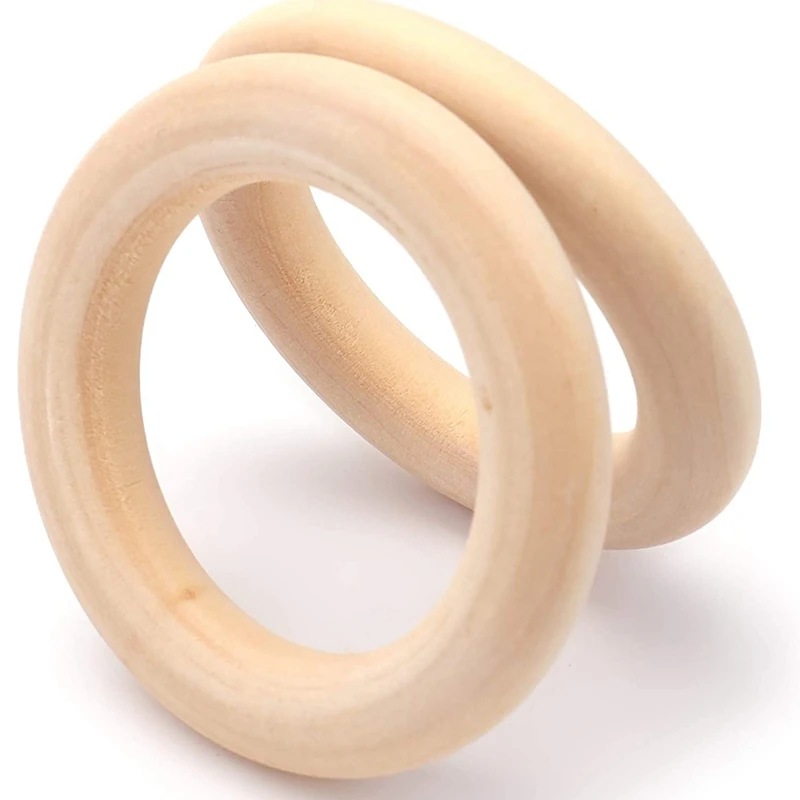 100 stuks onvoltooide massief houten ringen/houten ringen voor ringhanger, doe-het-zelf ambacht, connectoren sieraden maken - 5 maten