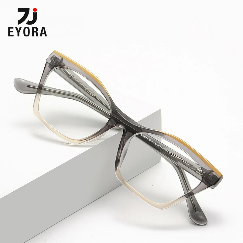 

EYORA Two-Tone Frame Reading Glasses Anti Blue Light Photochromic Myopia Glasses Progressive Prescription Optical Eyewear Lens