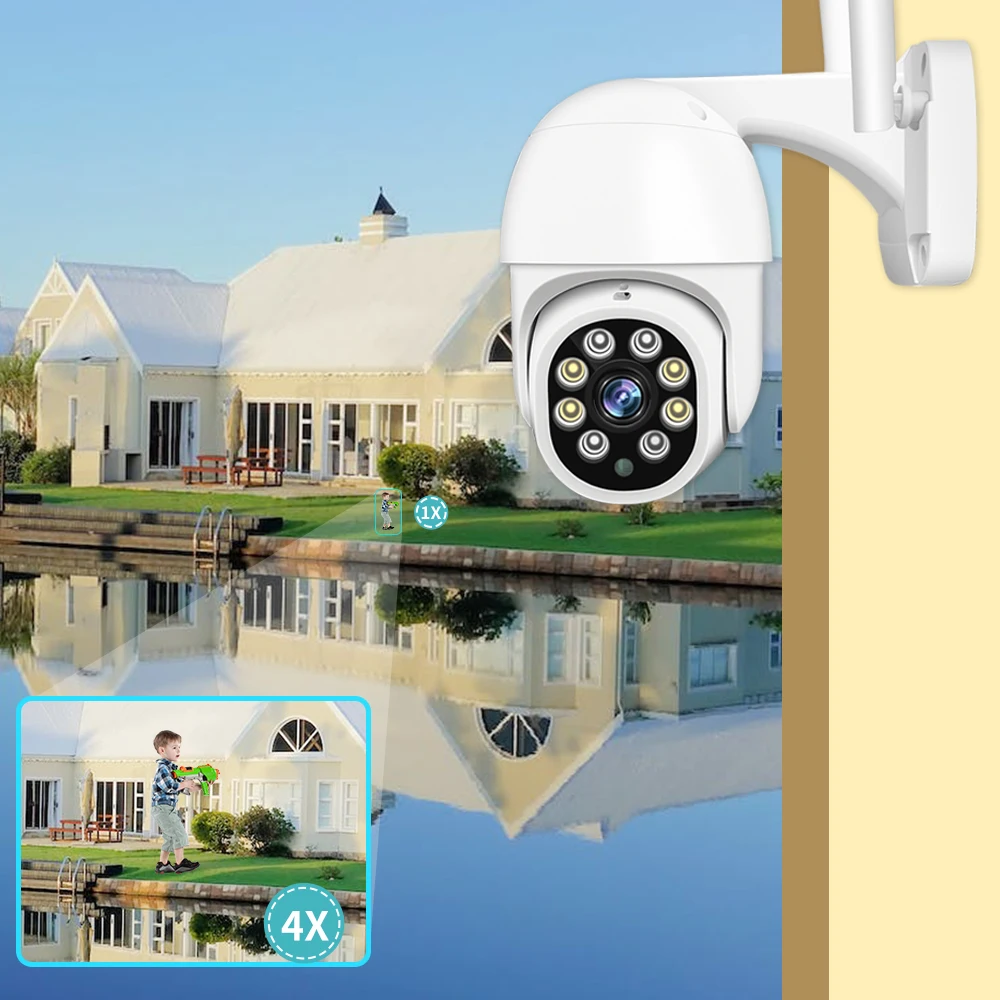 8MP Security Protection WIFI Camera Video Surveillance Outdoor PTZ 4.0X Digital Zoom Night Vision Onvif AI Auto Tracking Icsee