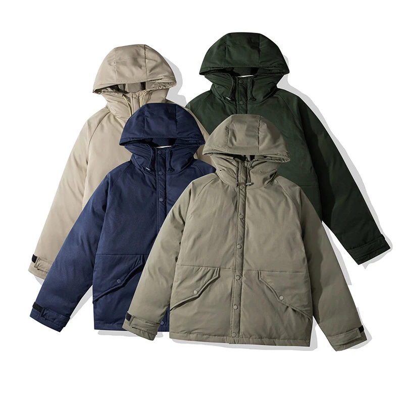 Ok3702 Winter Solid Color Hooded Down Coats Parker Cotton Keep Warm Thicken Outdoor Comfortable High Quality Daily Male Jackets