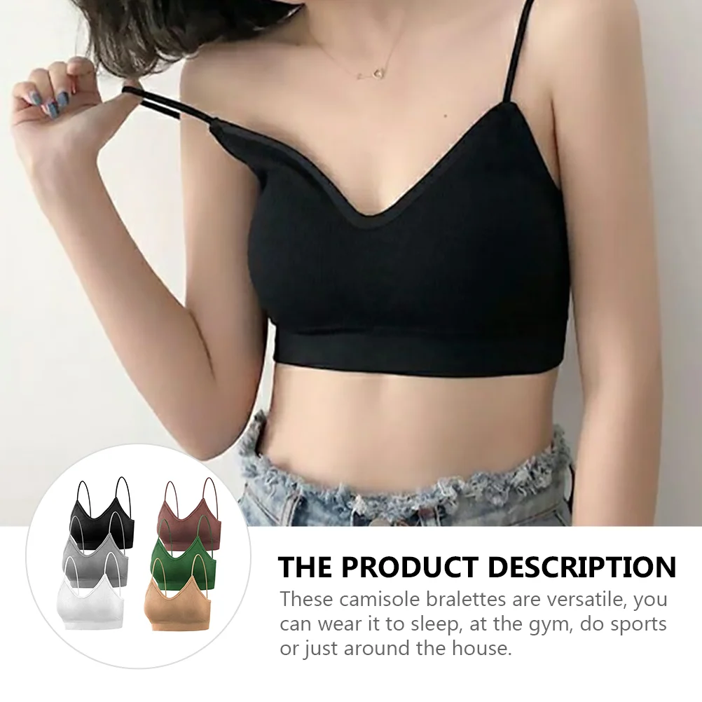 6 buah kamisol rompi tanpa tali bra mulus leher Bralette bra Bandeau wanita tidur untuk pakaian dalam Gratis bantalan Mini