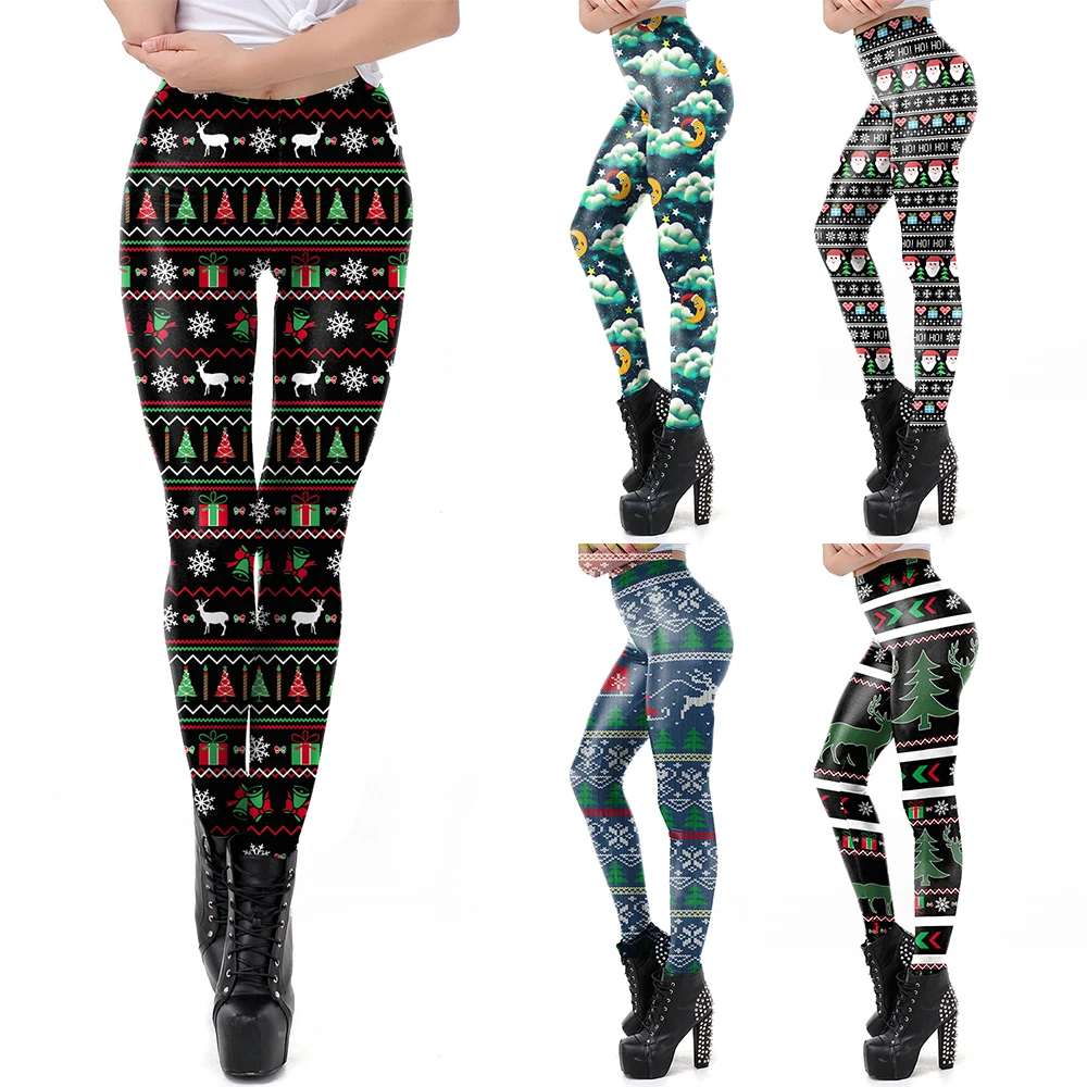 

Zawaland Christmas Gifts Sexy Women's Leggings Ugly Printing Sports Fitness Tights Casual Pants Running Yoga Stretch Trousers