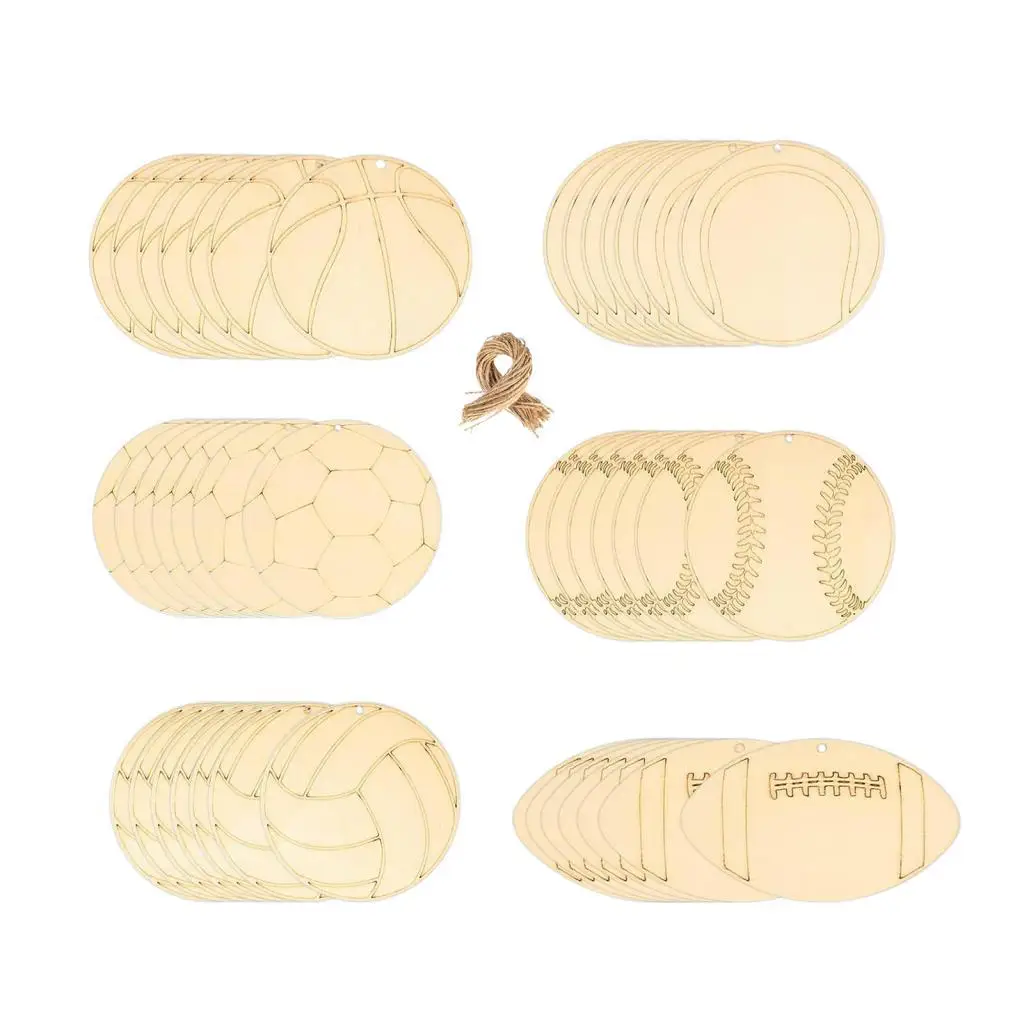 Wooden Hanging Ornaments Unfinished Blank Wood Chips DIY Crafts Crafting Party Favor Pendants Plaques Unfinished Wood Slices