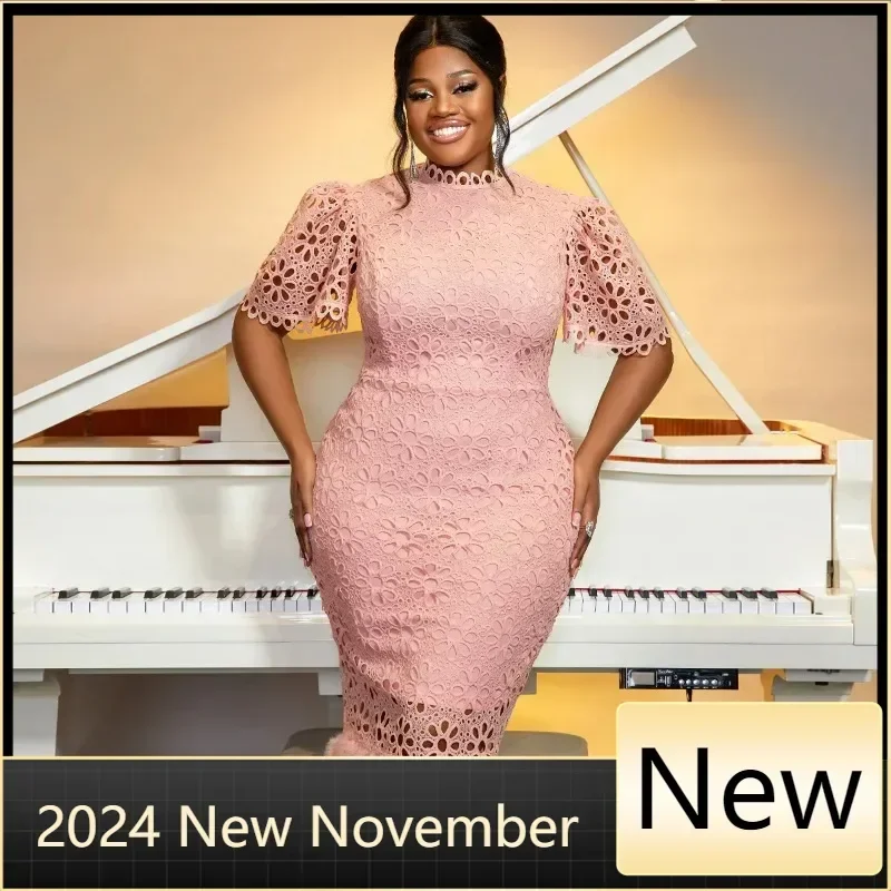 

Элегантные африканские платья больших размеров для женщин Дашики, лето-осень, кружевное платье миди, женская традиционная африканская одежда, платье феи