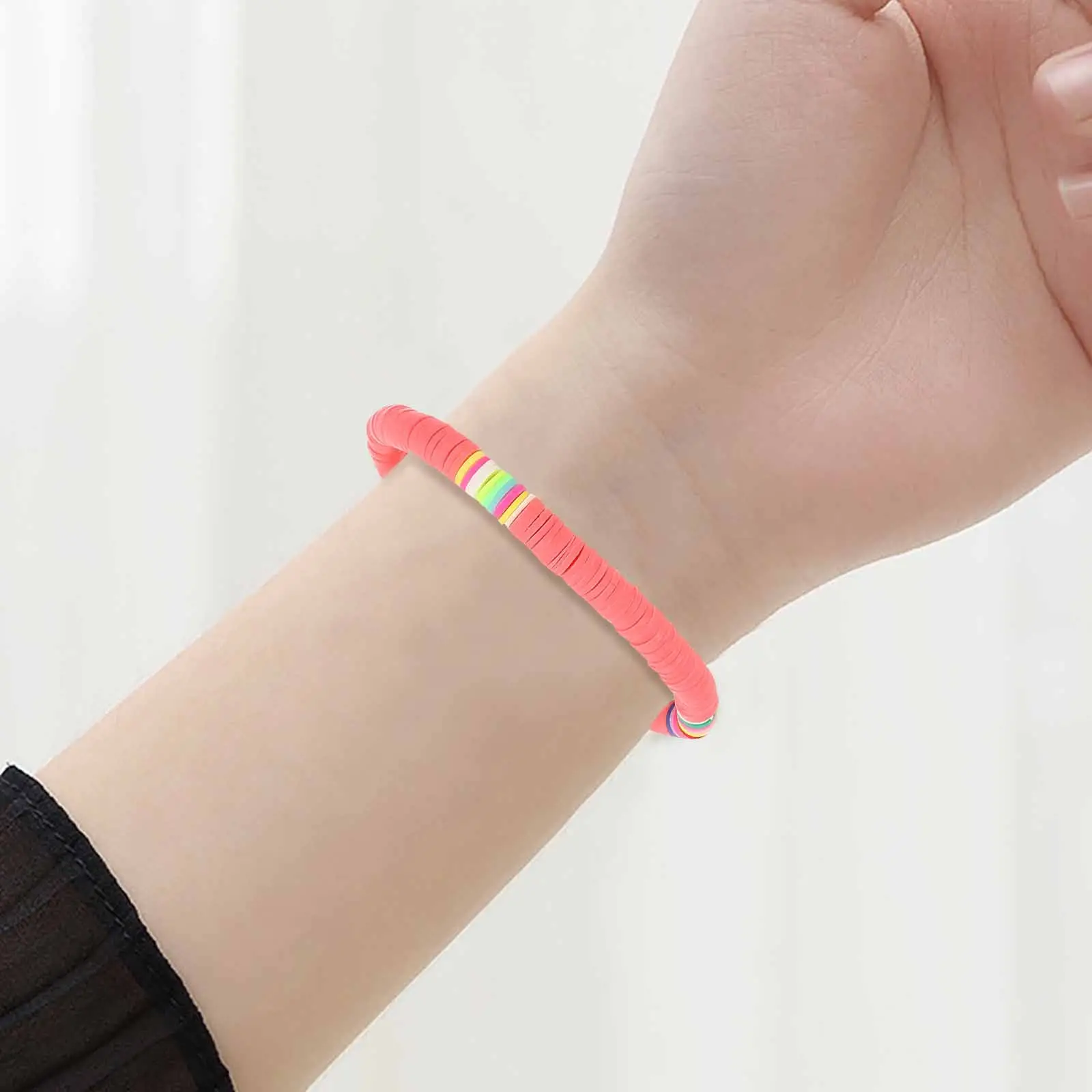 Bohemian Polymer Clay Bracelets for Women – 10pcs 6mm Stretch Hypoallergenic Waterproof Odor-Free Jewelry