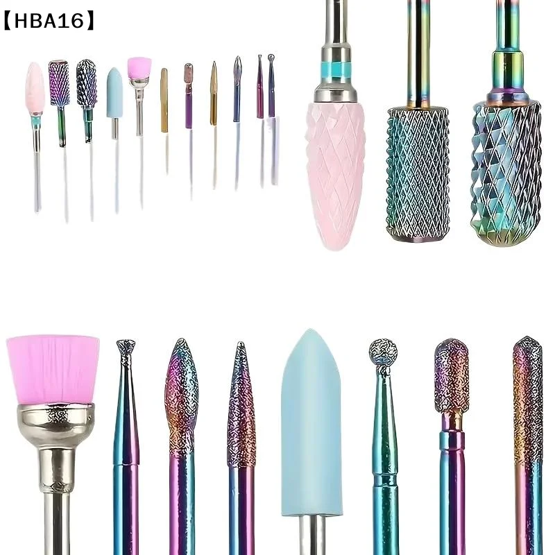 HBA16 Deel11 unids/caja juego de brocas de cerámica profesional para uñas lima de uñas eléctrica para manicura para uñas y cutículas de Gel acrílico