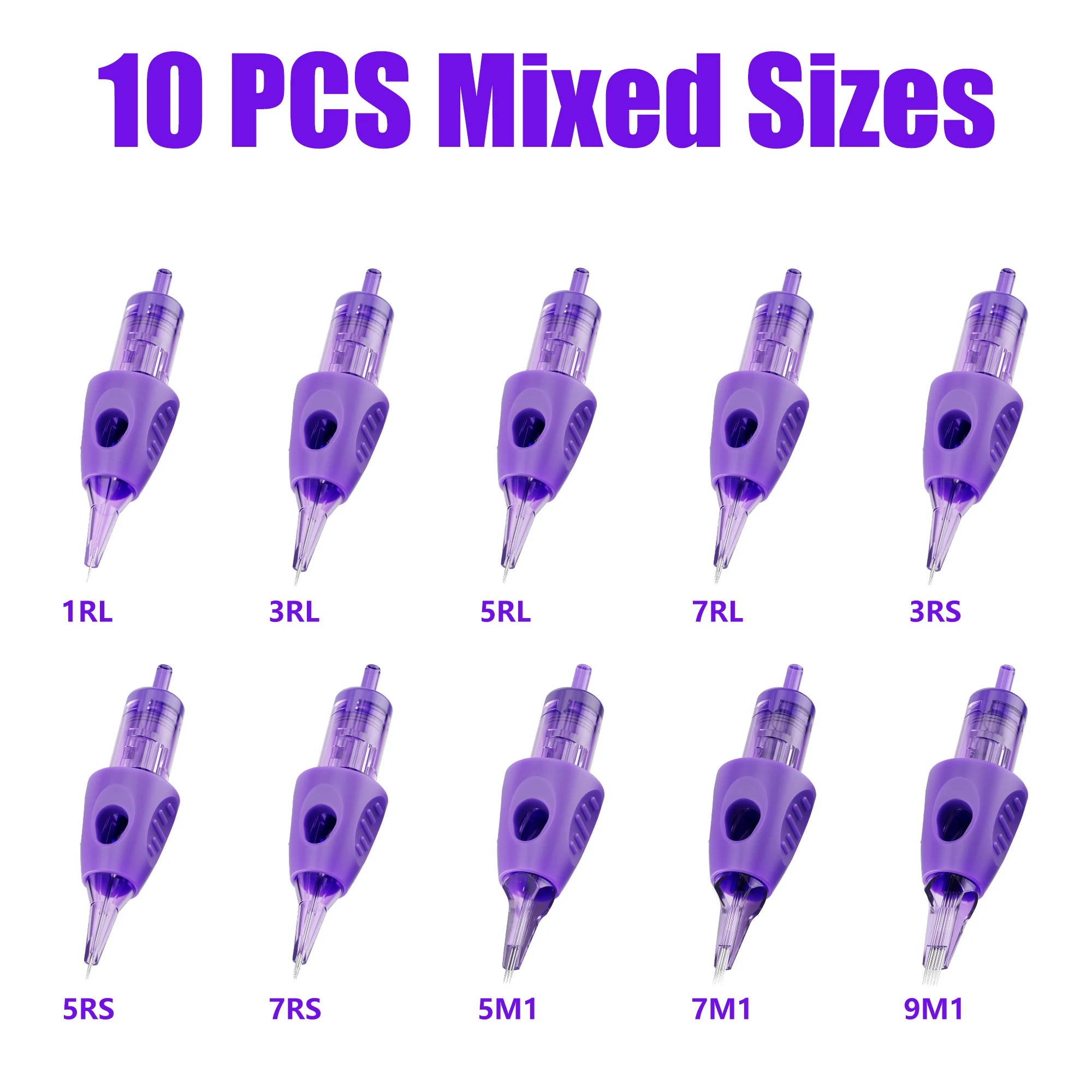 Tuffking Tattoo One Piece Needle Set of 10 Mixed Needles Purple Glue Needle Cutting Thread Mist Tattoo Needle