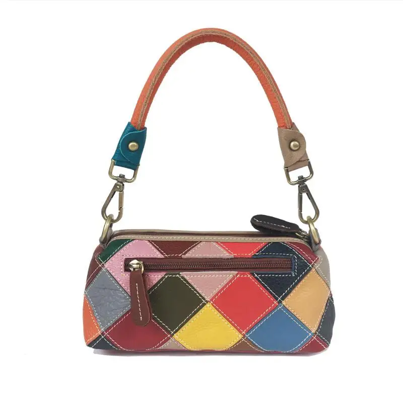 LOMANTINA New Underarm Multi-Colorful Plaid Luxury ladies Small Purses And Handbags Shoulder Designer Patchwork Beach Tote Girls