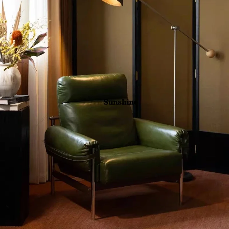 

TDLiving room single seat retro light luxury oil wax leather sofa