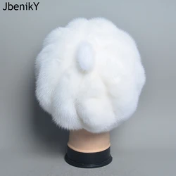 2024 Fashion Mink Fur Cap For Women Real Natural Whole Fur Hat Top Accessories Warm Ln Russian Winter Fur Hats For Lady