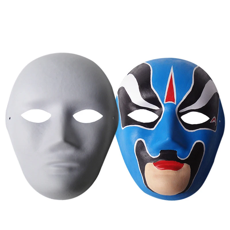 Vollgesichtsmasken aus Papier, weiß, für Halloween, Cosplay, Katze, zum Selberbemalen, für Paare, halbes Tier, Pappmaché, Party – Detail 7