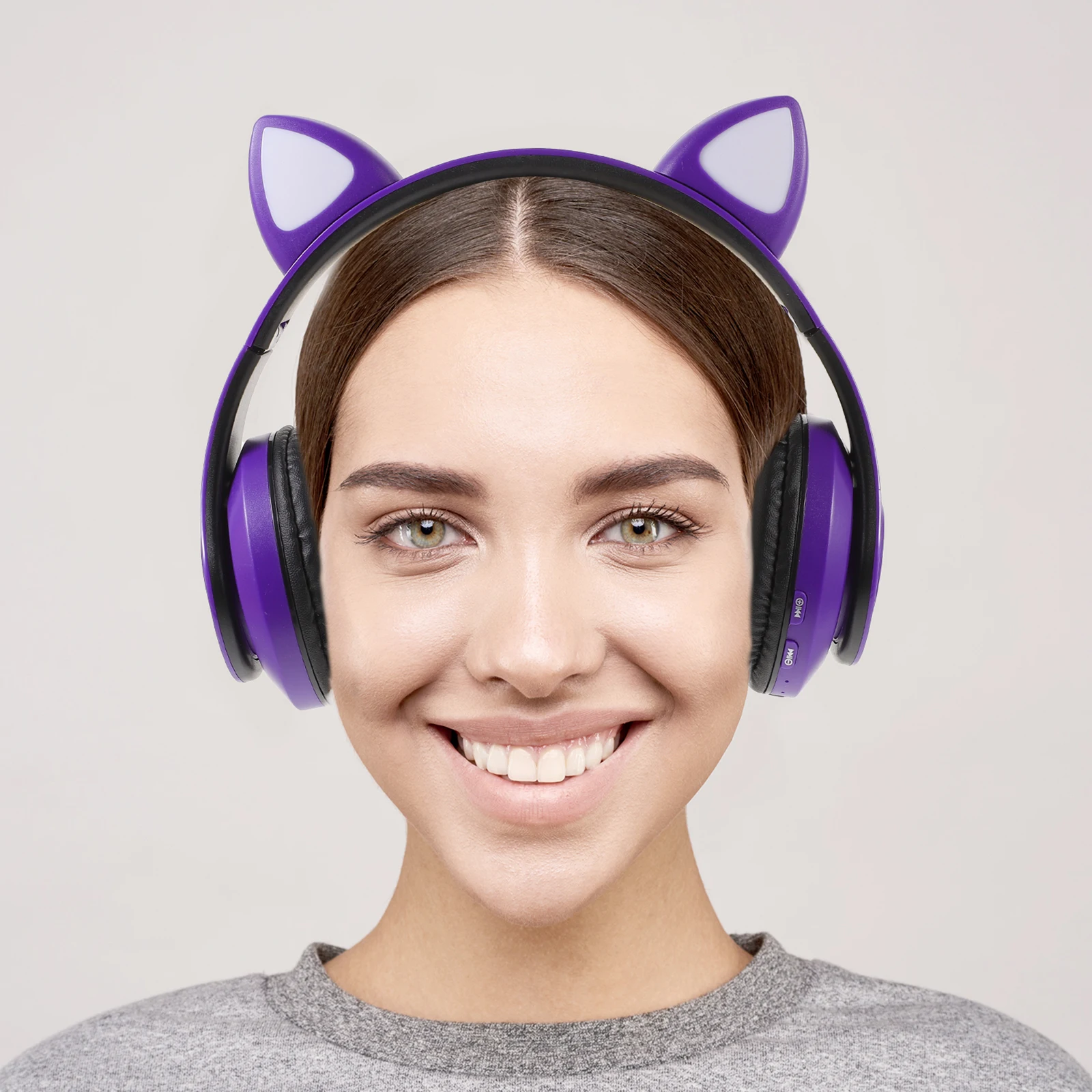 

Cat Ear Headphones Foldable Wireless Gaming Headset Led Light Stereo Sound For Phone Laptop Pc Over Ear