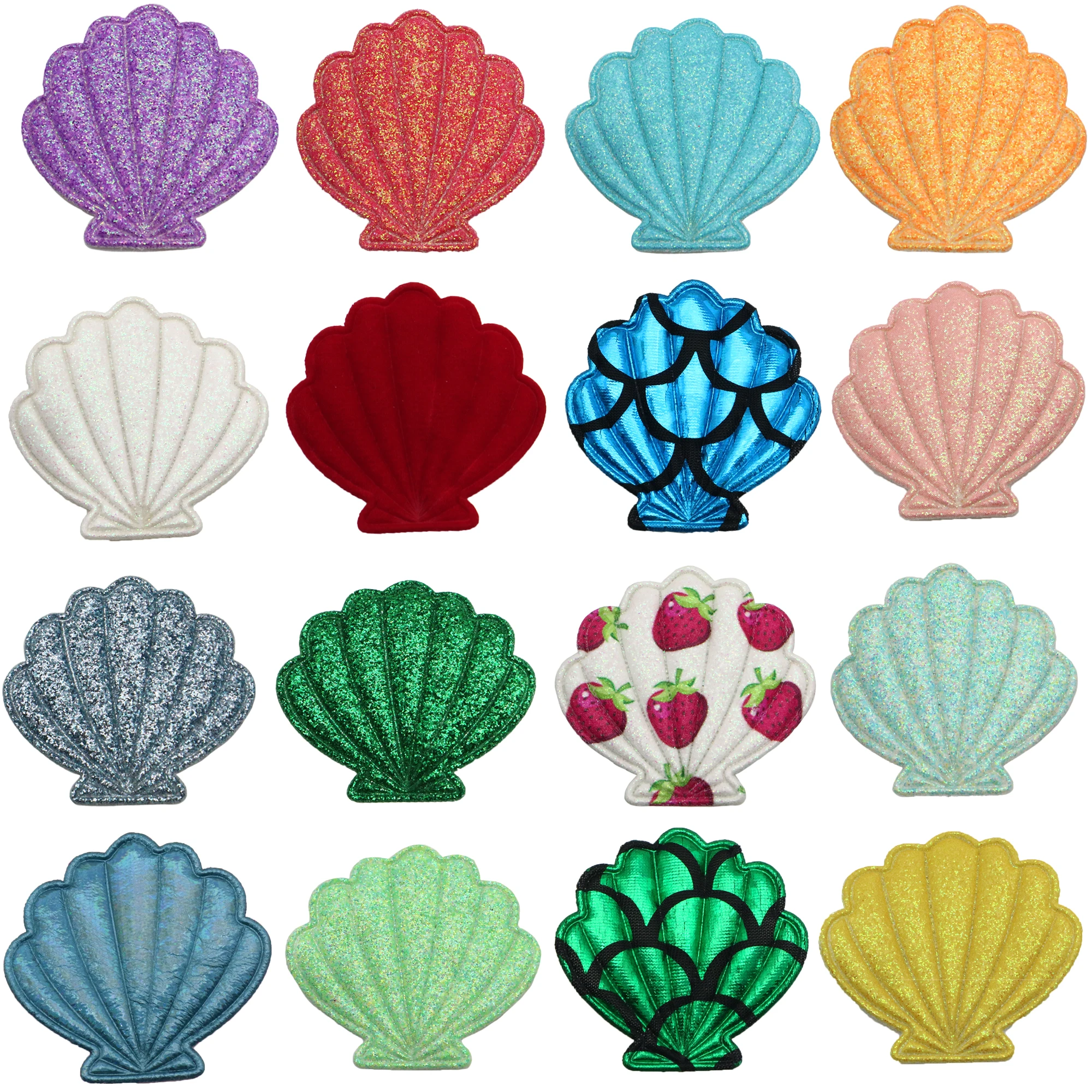 10 Pcs 48*45mm Shell Appliques Embroider Patches for Clothes Hat Sewing DIY Headwear Hair Clips Decor Accessories,10Yc38048