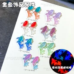 20pcs 3D Kawaii Resin Mixed Koi Fish Nail Art Decorations Cartoon Ice Clear Luminous Koi Rhinestone For Nails Charms Accessories