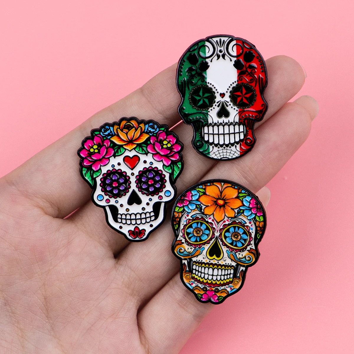Halloween Mexican Skull Enamel Pines Skeleton Potion Brooch Metal Pins Badge on Backpack Clothing Accessories Fashion Jewelry
