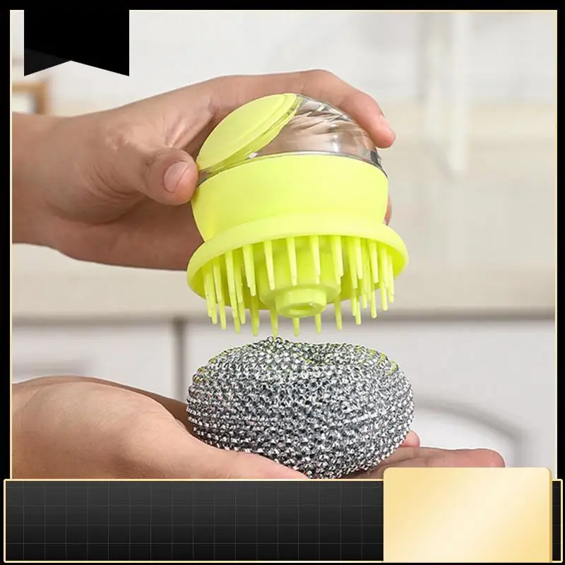 Kitchen Wash Pot Dish Brush Washing Utensils With Automatic Soap Liquid Dispenser Household Cleaning Accessories-N37R