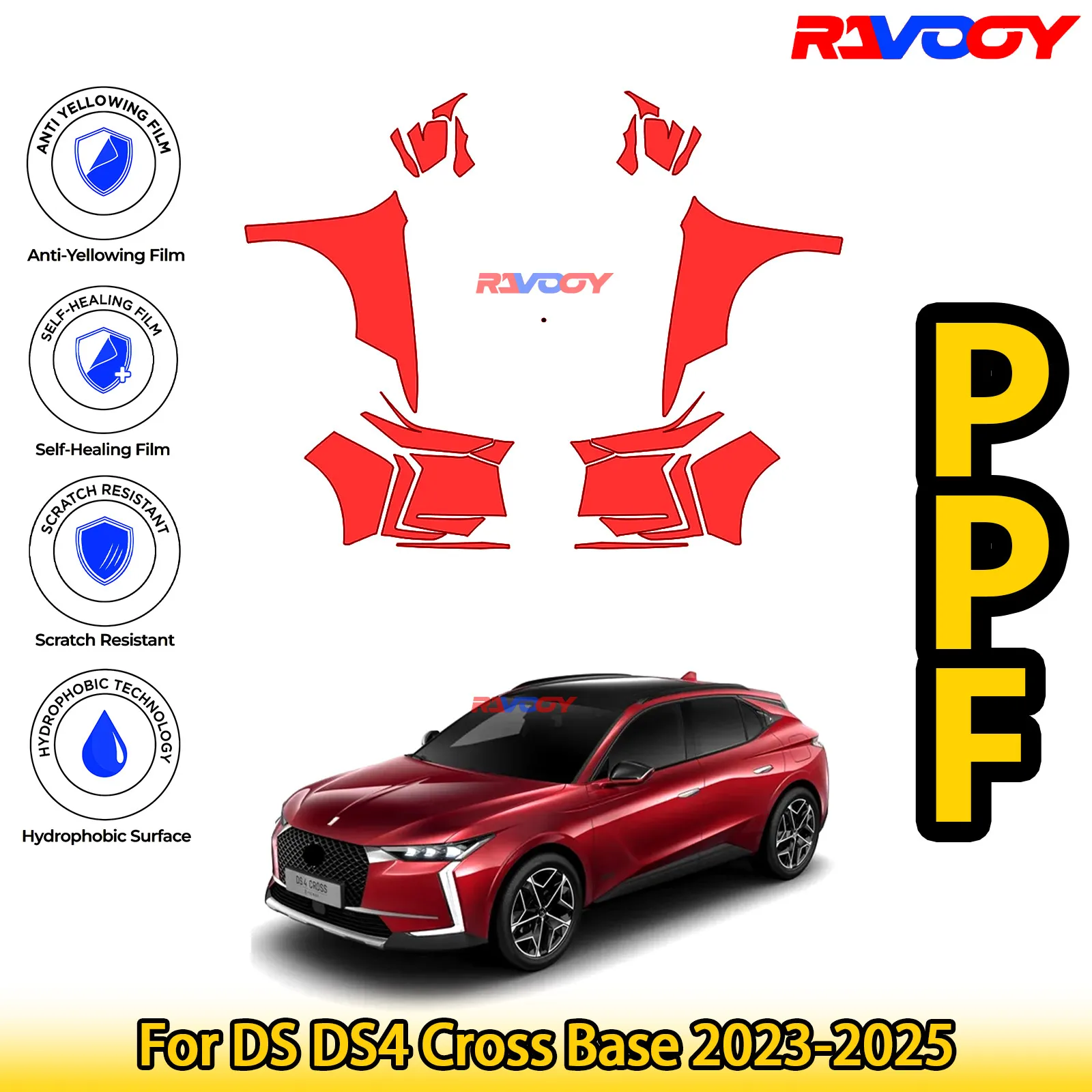 

Для DS DS4 Cross Base 2023-2025 глянцевая матовая черная предварительно вырезанная передняя PPF комплект защитная пленка для краски