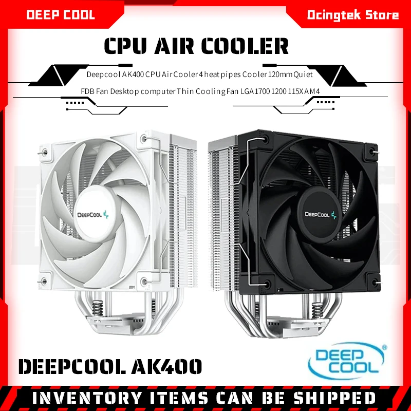 

Deepcool AK400 CPU Air Cooler 4 heat pipes Cooler 120mm Quiet FDB Fan Desktop computer Thin Cooling Fan LGA1700 1200 115X AM4