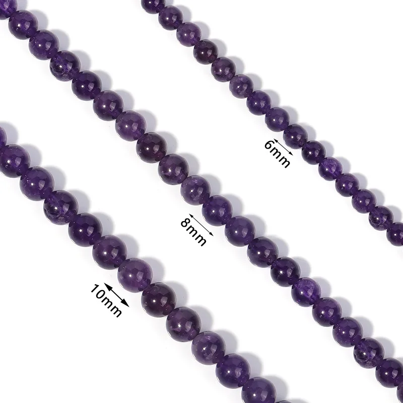 6/8/10 mm Amethyste, natürliche Steinperlen, runde Perlen für DIY-Armbänder, Halsketten, Schmuckzubehör, Charms, Perlen zur Schmuckherstellung. – Detail 5