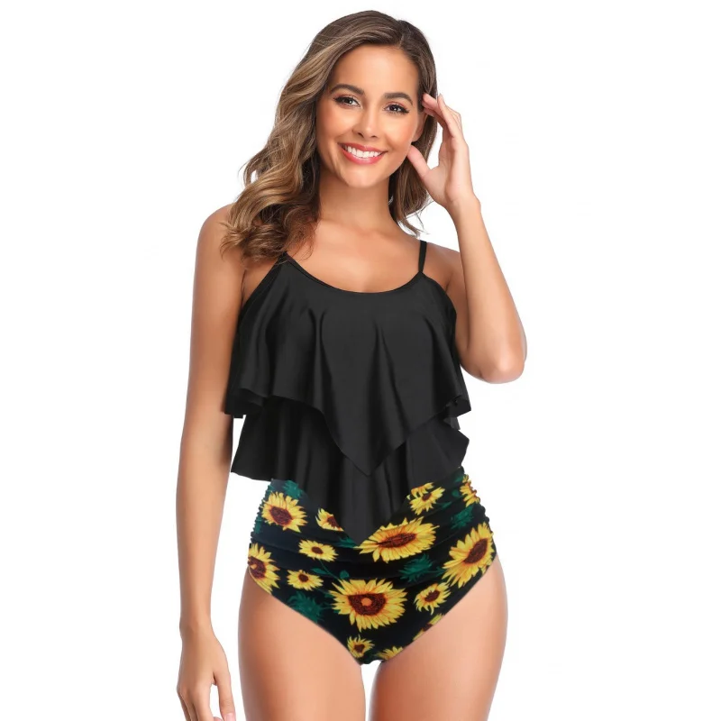 女性用ツーピース水着売れ筋タンキニルーズプラスサイズ水着休暇水着