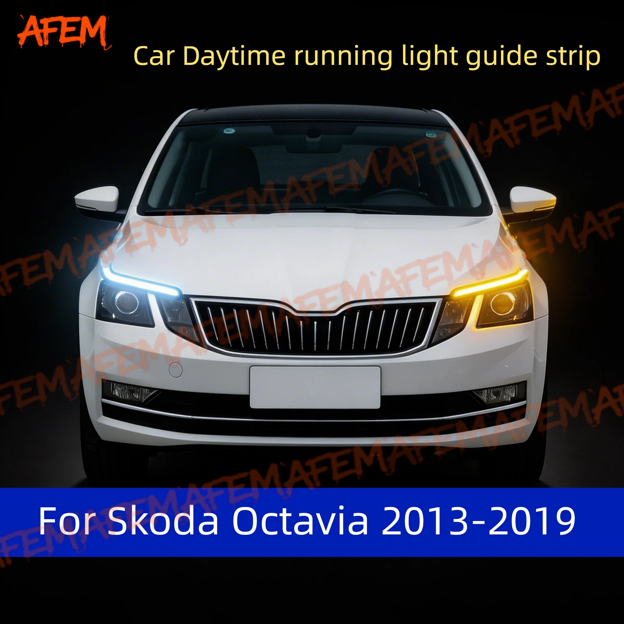 

2Pcs 12V Led Guide Strip Headlight For Car Daytime Running Lights Turn Signal DRL Car Modification For Skoda Octavia 2013-2019