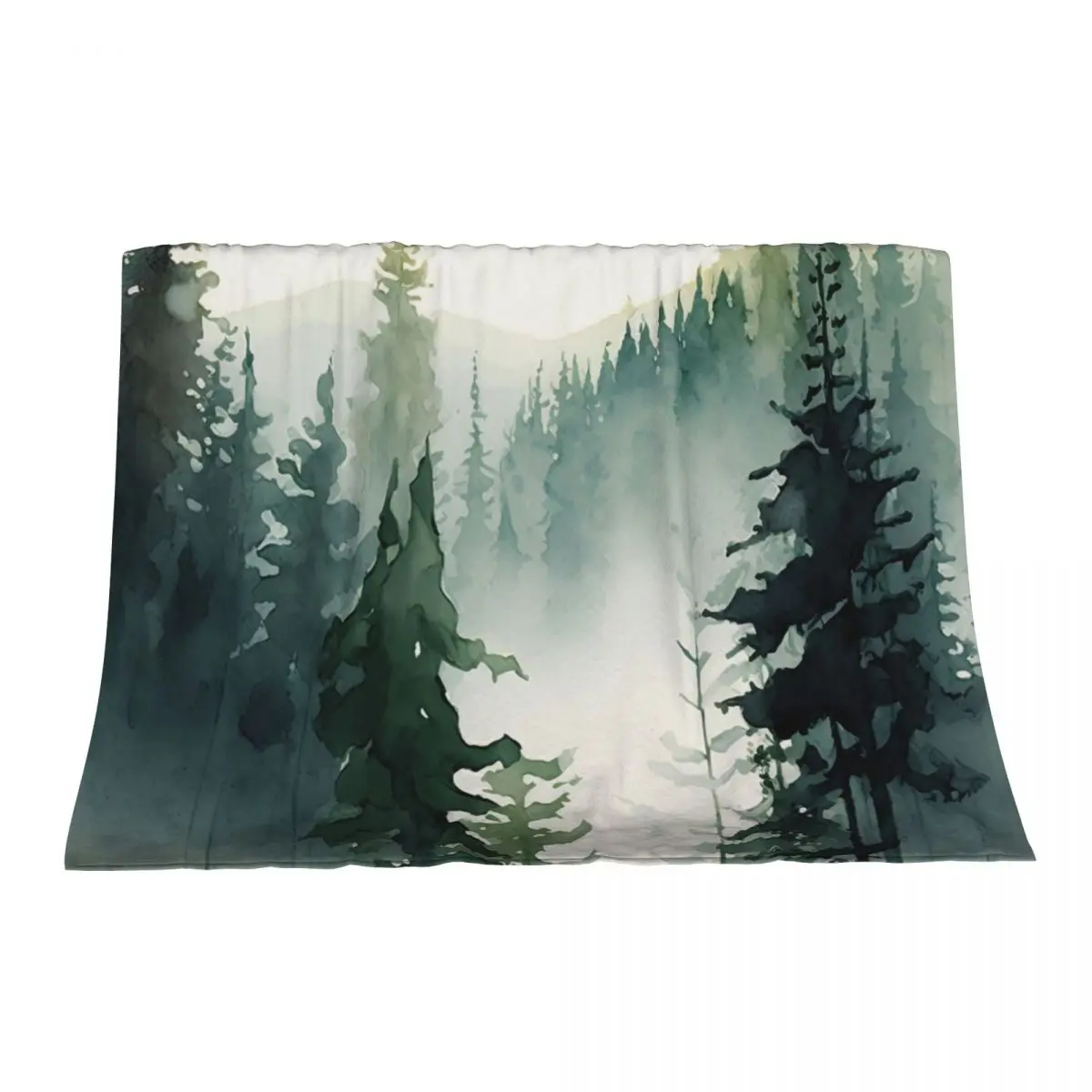 

Foggy Green Forest Abstract Watercolor Throw Blanket Summer Beddings Weighted Blankets Sofas Of Decoration Blankets
