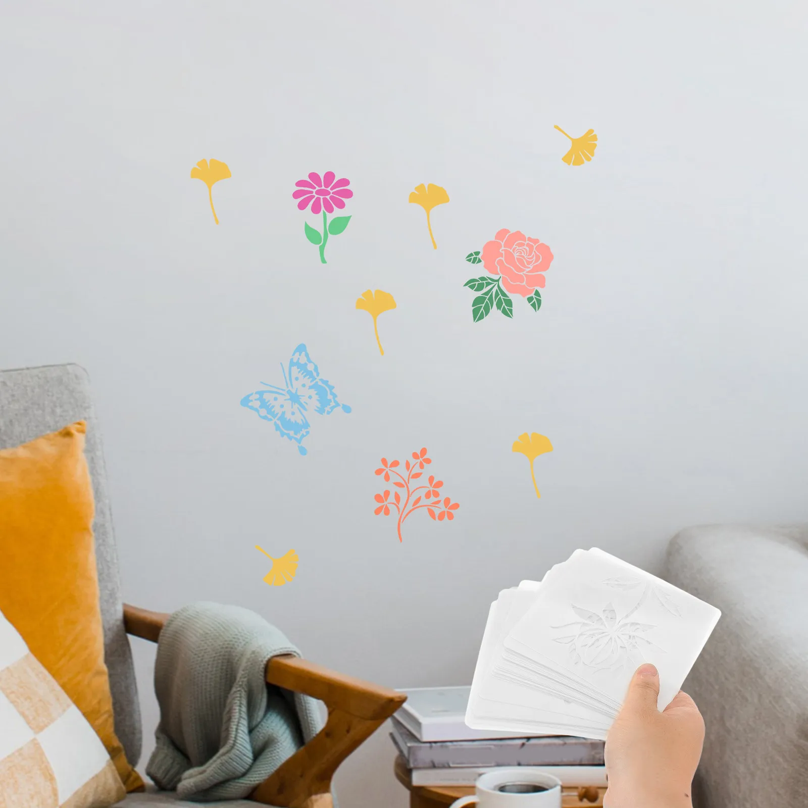 Wildflower Wall Stencil Flower Painting Stencils Reusable Hollow Leaves DIY Spring Drawing Template for Wood Canvas Craft Spray view 2