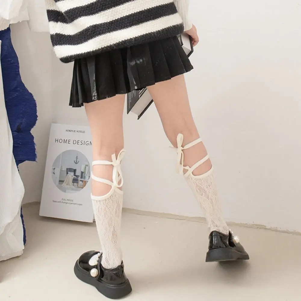 

Mesh Kids Lolita Stockings Elastic Hollow Out Korean Style Stockings Children Lace Socks Bandage Kids Jk Hosiery Spring