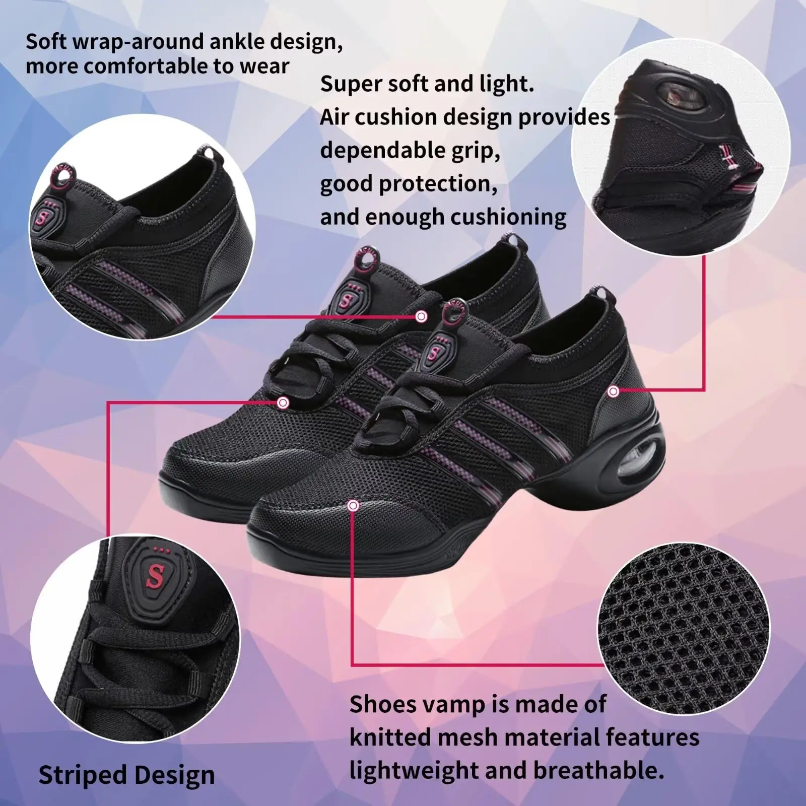 Scarpe da ballo jazz da donna Scarpe da ginnastica comode con plateau stringate traspiranti per ballare Zapatos da passeggio